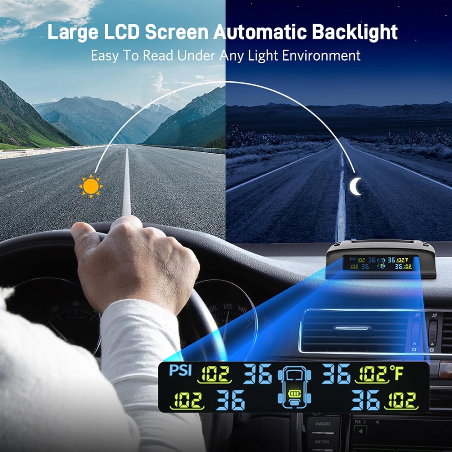 Tymate M7-3 Tire Pressure Monitoring System with Color LCD Display Screen