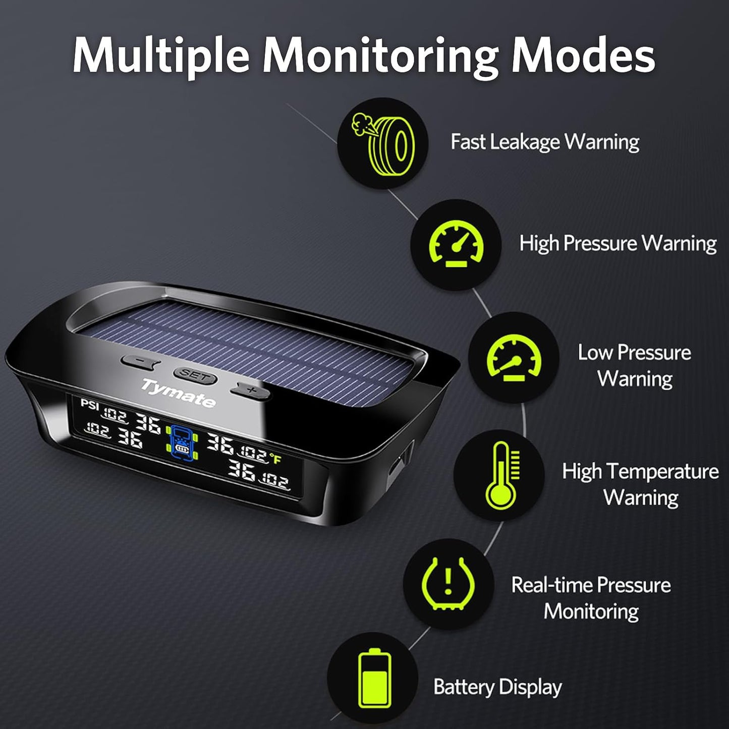 Tymate M12-3 Tire Pressure Monitoring System with Color Display Screen