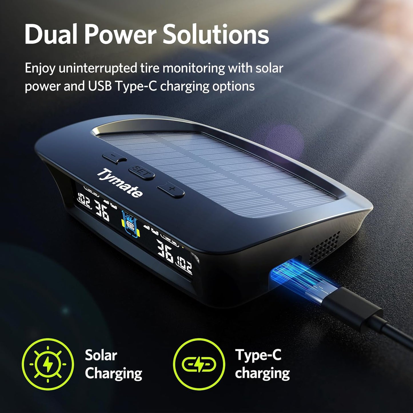 Tymate M12-3 Tire Pressure Monitoring System with Color Display Screen