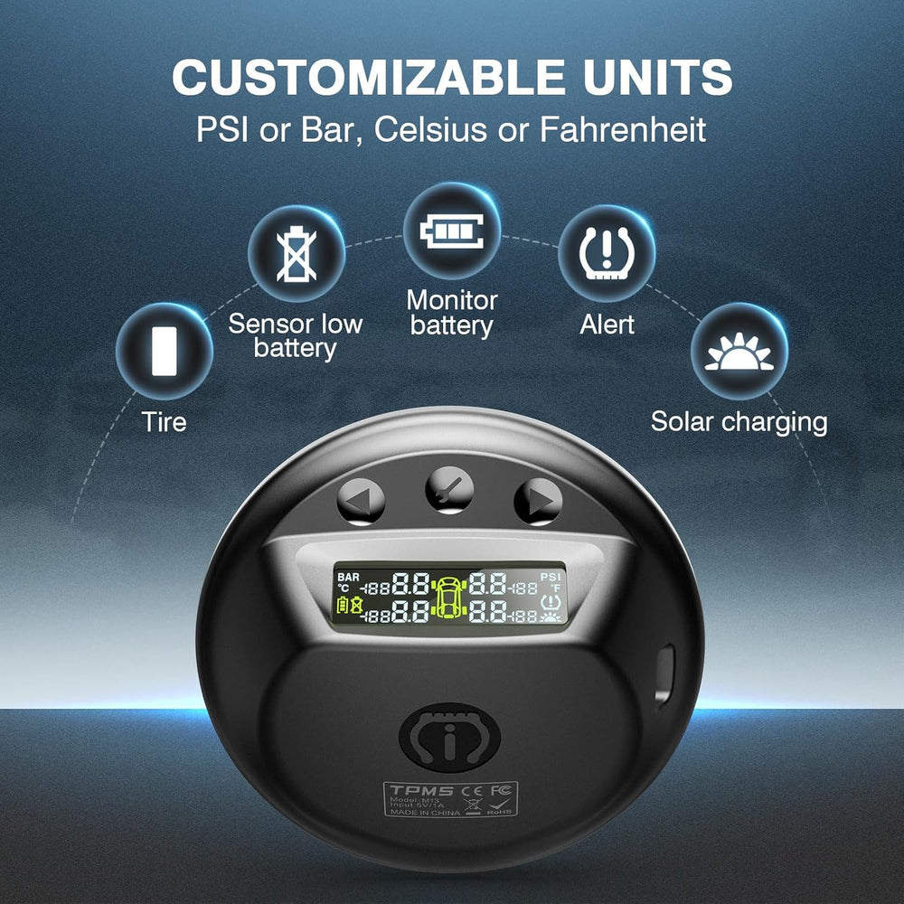 
                  
                    Tymate RV Tire Pressure Monitoring System, Colorful LCD Display, Wireless Tire Pressure Monitor with Solar Charge
                  
                