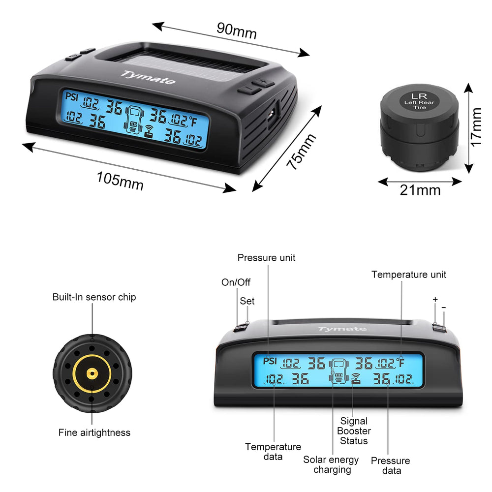 Tymate Tire Pressure Monitoring System with Solar Charge – tymatetpms